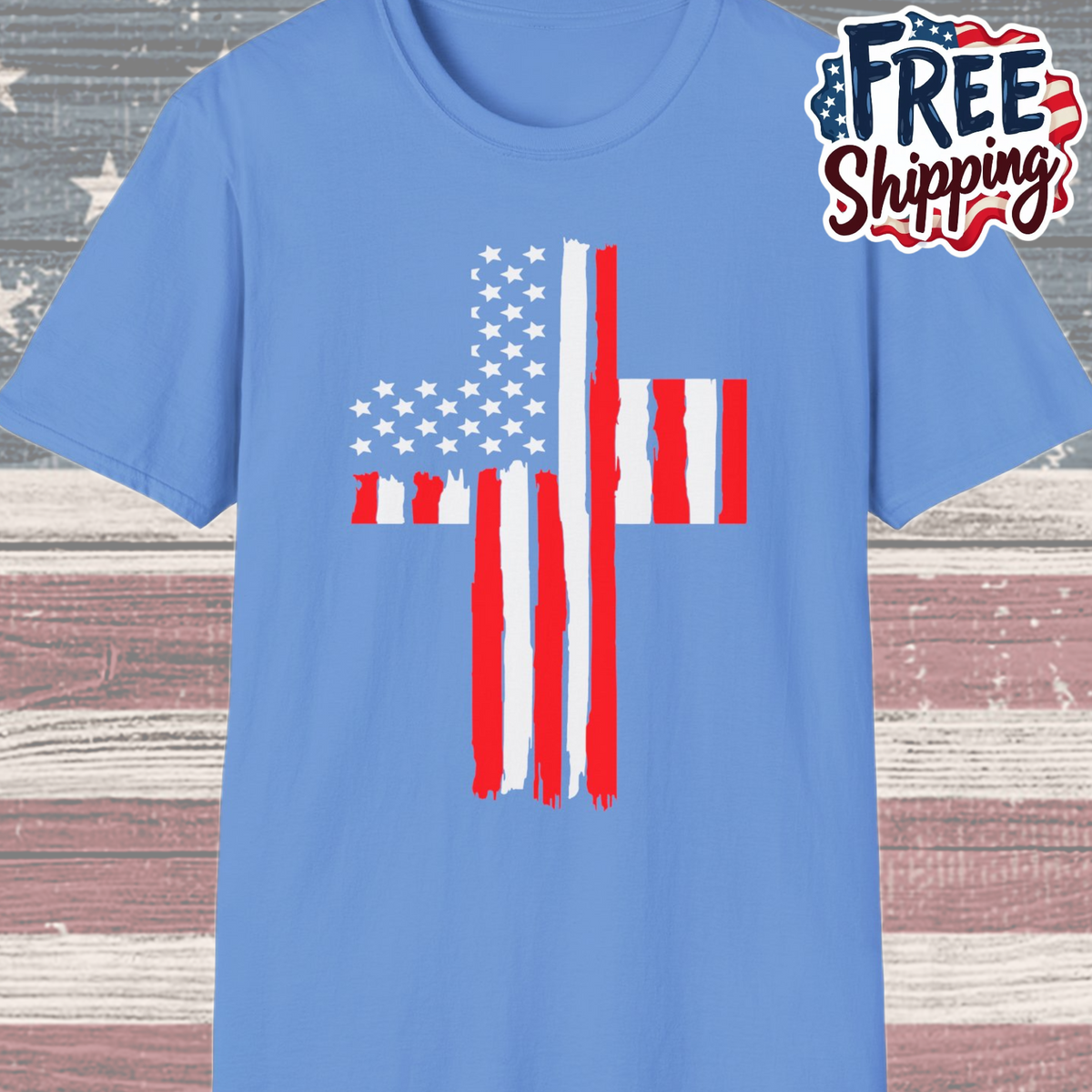 Patriot Collection - American Flag Cross - T-Shirt