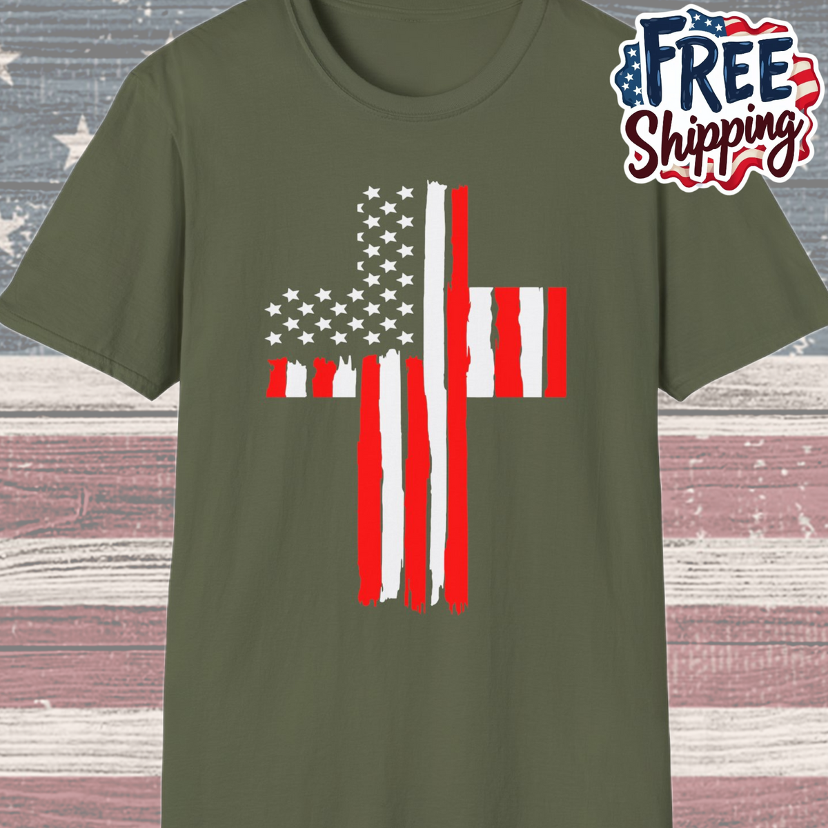 Patriot Collection - American Flag Cross - T-Shirt