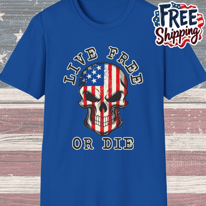 Patriot Collection - Live Free or Die - USA Skull - T-Shirt