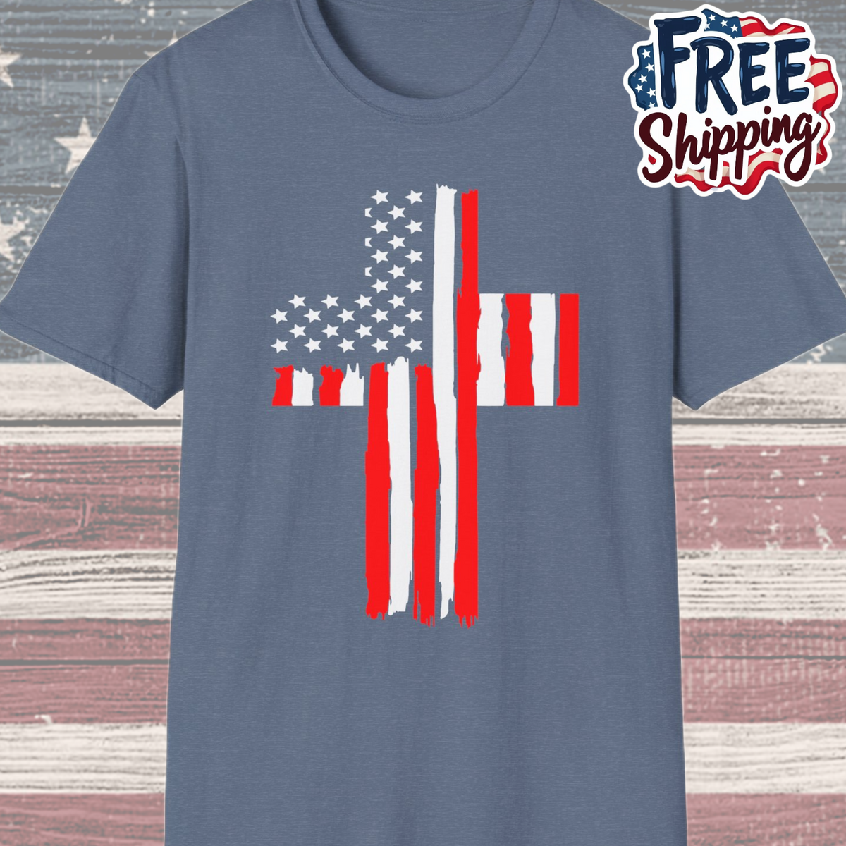 Patriot Collection - American Flag Cross - T-Shirt