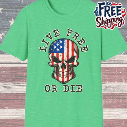 Patriot Collection - Live Free or Die - USA Skull - T-Shirt
