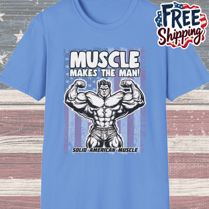 Solid American Muscle - Muscle Makes The Man - USA Flag T-Shirt