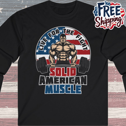 Solid American Muscle - Live for the Fight - Logo Long Sleeve T-Shirt
