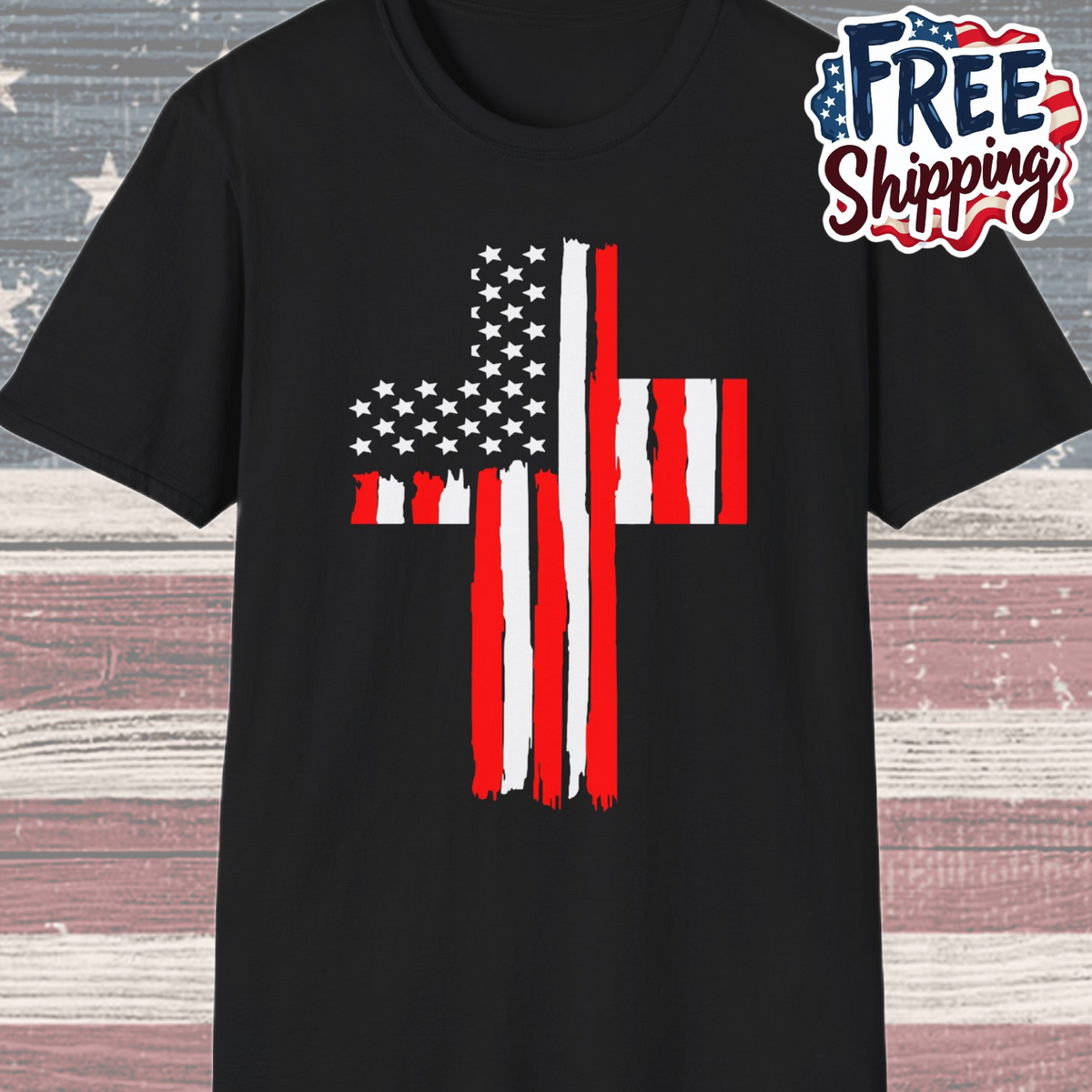 Patriot Collection - American Flag Cross - T-Shirt