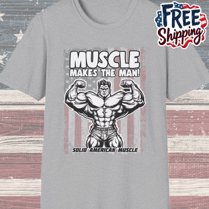 Solid American Muscle - Muscle Makes The Man - USA Flag T-Shirt