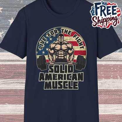Solid American Muscle - Live for the Fight - Rustic Logo T-Shirt