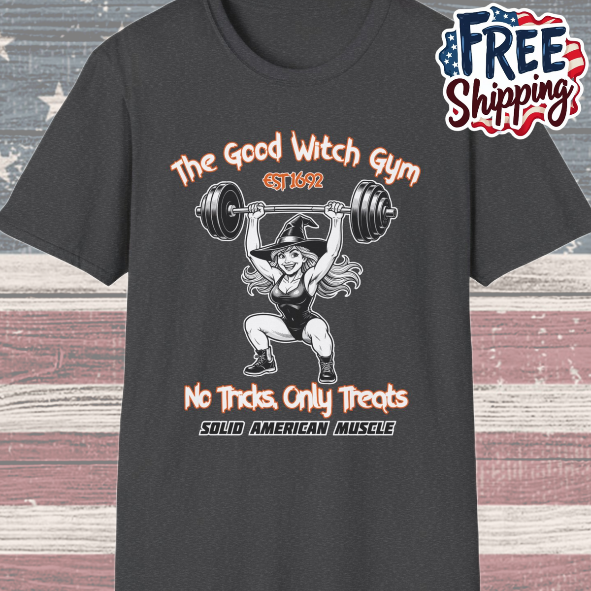 Solid American Muscle - The Good Witch Gym - Halloween Witch Gym T-Shirt