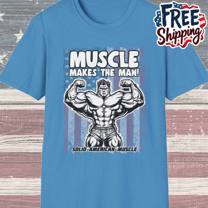 Solid American Muscle - Muscle Makes The Man - USA Flag T-Shirt
