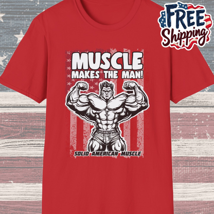 Solid American Muscle - Muscle Makes The Man - USA Flag T-Shirt
