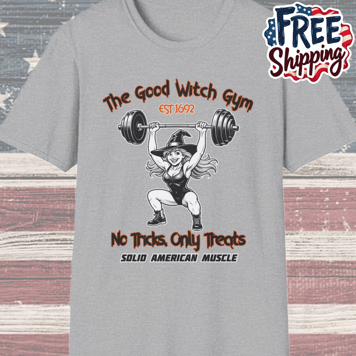 Solid American Muscle - The Good Witch Gym - Halloween Witch Gym T-Shirt