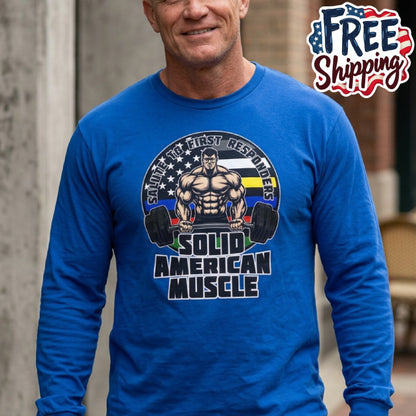 Solid American Muscle - Salute to First Responders - Logo Long Sleeve Tee