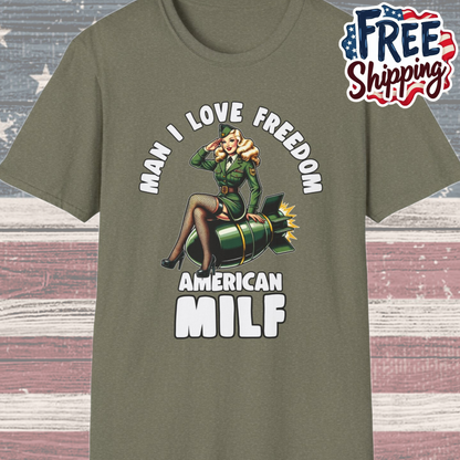 Patriot Collection - Man I Love Freedom - American MILF Pinup T-Shirt