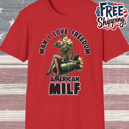 Patriot Collection - Man I Love Freedom - American MILF Pinup T-Shirt