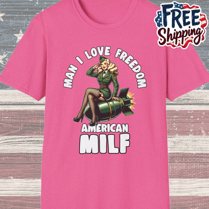 Patriot Collection - Man I Love Freedom - American MILF Pinup T-Shirt