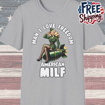 Patriot Collection - Man I Love Freedom - American MILF Pinup T-Shirt
