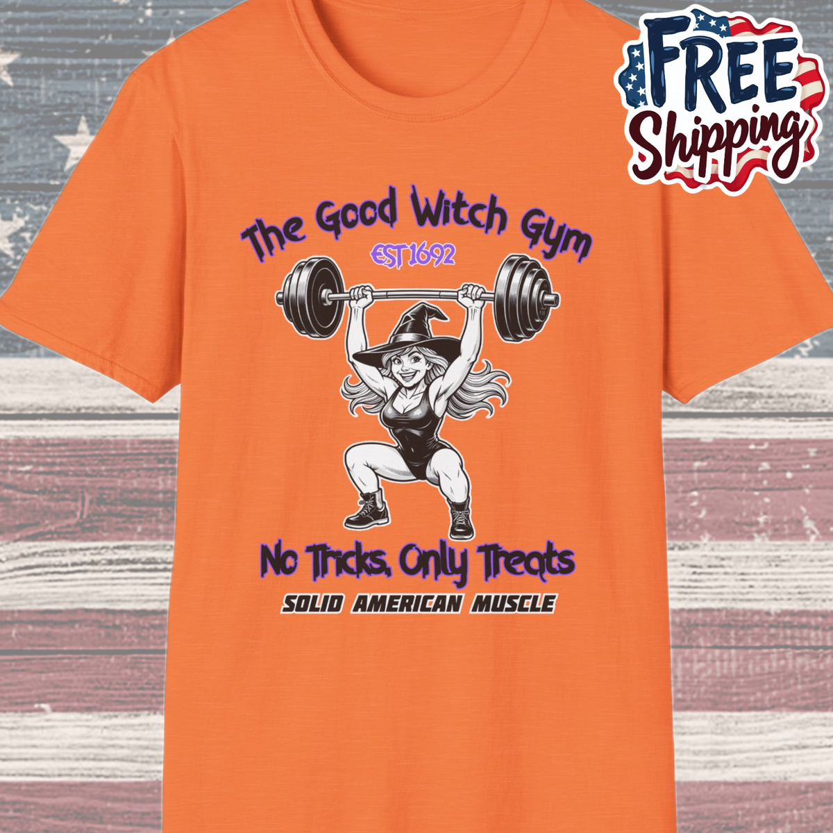 Solid American Muscle - The Good Witch Gym - Halloween Witch Gym T-Shirt