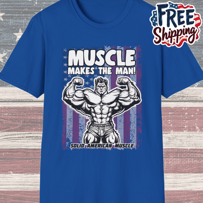 Solid American Muscle - Muscle Makes The Man - USA Flag T-Shirt