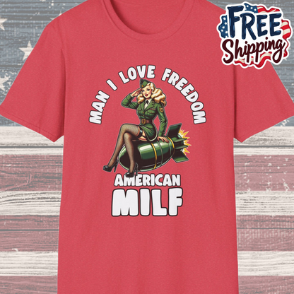 Patriot Collection - Man I Love Freedom - American MILF Pinup T-Shirt