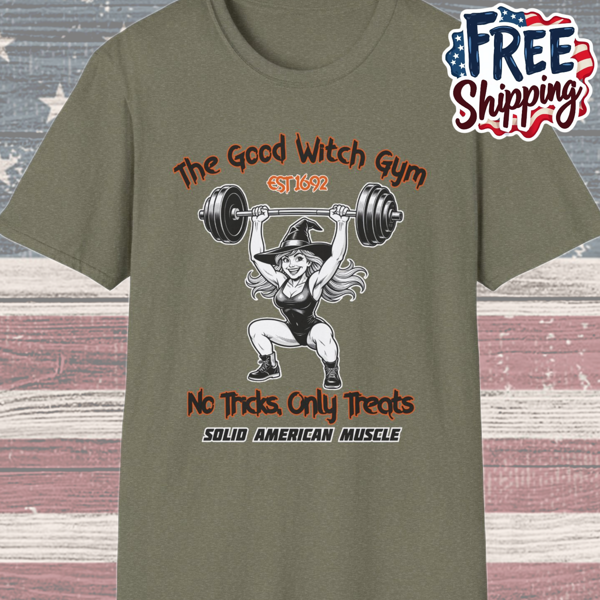 Solid American Muscle - The Good Witch Gym - Halloween Witch Gym T-Shirt