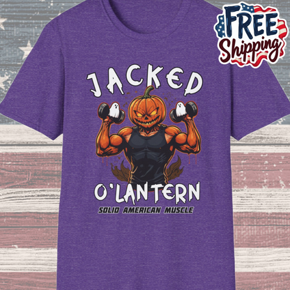 Solid American Muscle - Jacked O'Latern - Halloween Pumpkin Gym T-Shirt