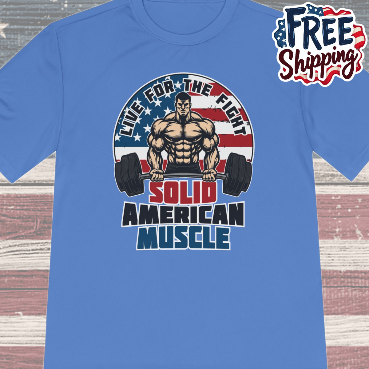 Solid American Muscle - Live for the Fight - Logo Moisture Wicking T-Shirt