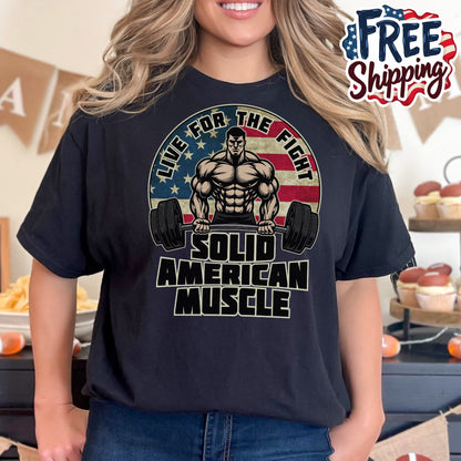 Solid American Muscle - Live for the Fight - Rustic Logo T-Shirt