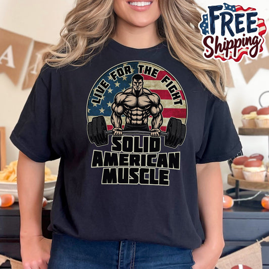 Solid American Muscle - Live for the Fight - Rustic Logo T-Shirt