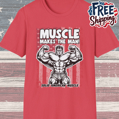Solid American Muscle - Muscle Makes The Man - USA Flag T-Shirt