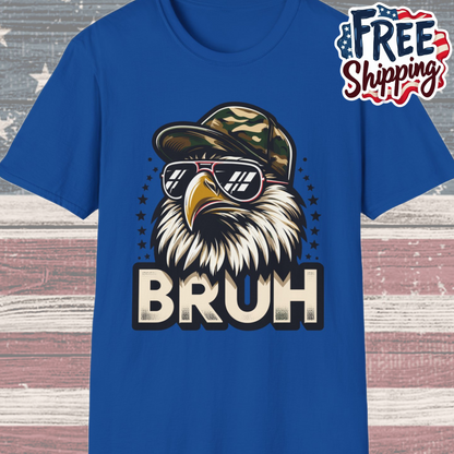 Patriot Collection - Eagle with Shades - Camo Hat - Bruh - T-Shirt