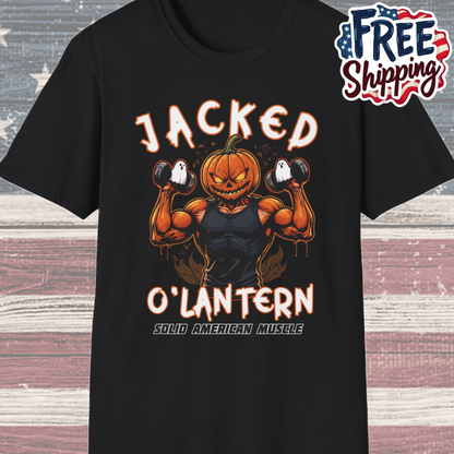 Solid American Muscle - Jacked O'Latern - Halloween Pumpkin Gym T-Shirt