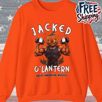 Solid American Muscle - Jacked O'Lantern - Halloween Pumpkin Gym Sweatshirt