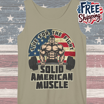 Solid American Muscle - Live for the Fight - Rustic Logo - Tank Top