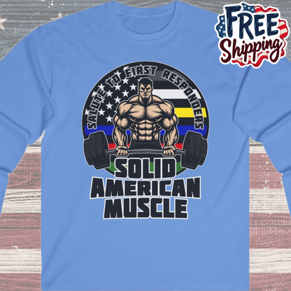 Solid American Muscle - Salute to First Responders - Logo Long Sleeve Tee