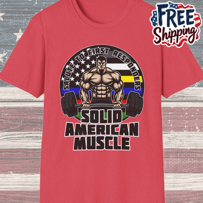 Solid American Muscle - Salute to First Responders - Logo T-Shirt