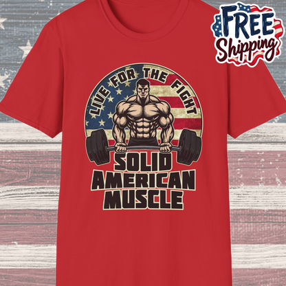 Solid American Muscle - Live for the Fight - Rustic Logo T-Shirt