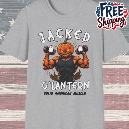 Solid American Muscle - Jacked O'Latern - Halloween Pumpkin Gym T-Shirt