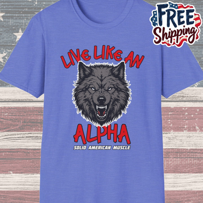 Solid American Muscle - Live Like an Alpha - Gray Wolf T-Shirt