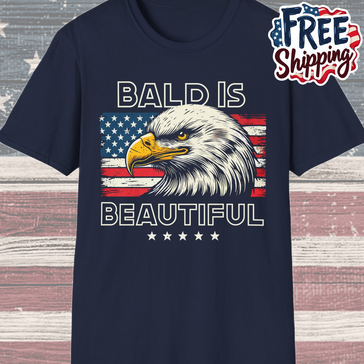 Patriot Collection - Bald Is Beautiful - USA Eagle T-Shirt