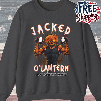 Solid American Muscle - Jacked O'Lantern - Halloween Pumpkin Gym Sweatshirt