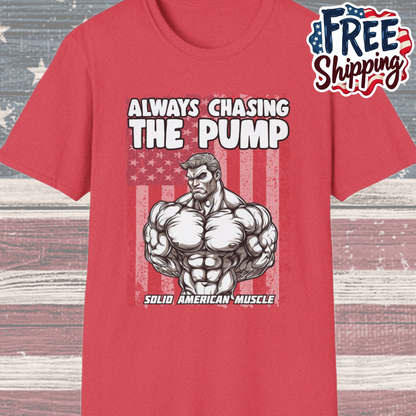 Solid American Muscle - Always Chasing The Pump - USA Flag T-Shirt
