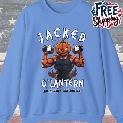 Solid American Muscle - Jacked O'Lantern - Halloween Pumpkin Gym Sweatshirt