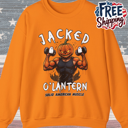 Solid American Muscle - Jacked O'Lantern - Halloween Pumpkin Gym Sweatshirt