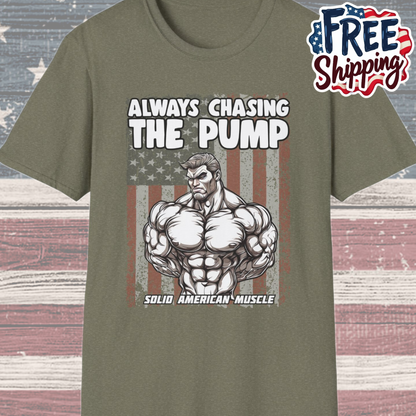 Solid American Muscle - Always Chasing The Pump - USA Flag T-Shirt