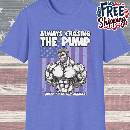 Solid American Muscle - Always Chasing The Pump - USA Flag T-Shirt