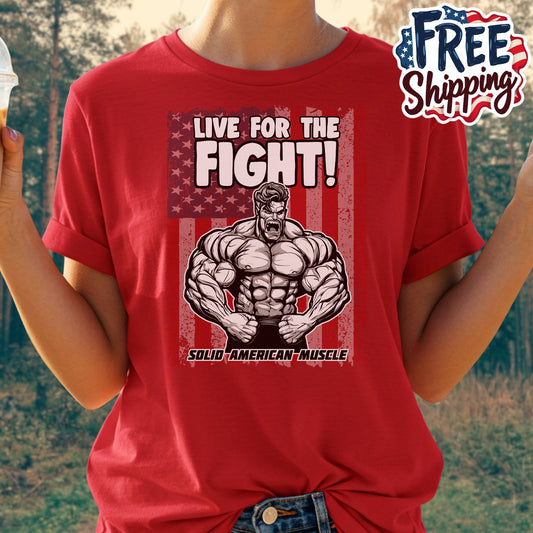 Solid American Muscle - Live for the Fight - USA Flag T-Shirt