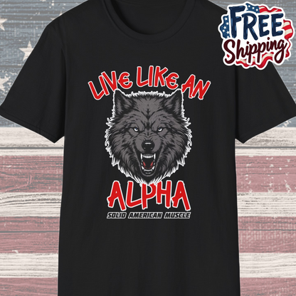 Solid American Muscle - Live Like an Alpha - Gray Wolf T-Shirt