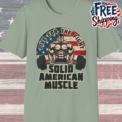 Solid American Muscle - Live for the Fight - Rustic Logo T-Shirt
