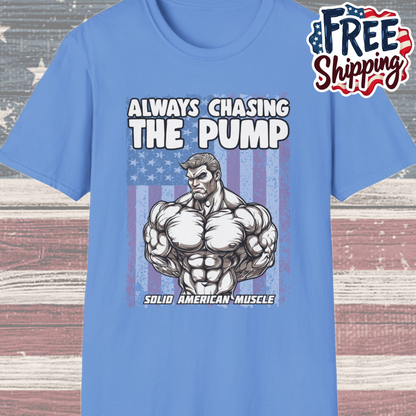 Solid American Muscle - Always Chasing The Pump - USA Flag T-Shirt