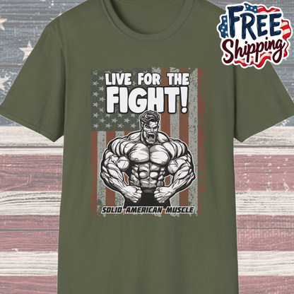 Solid American Muscle - Live for the Fight - USA Flag T-Shirt