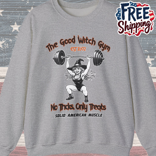 Solid American Muscle - The Good Witch Gym - Halloween Witch Gym Sweatshirt